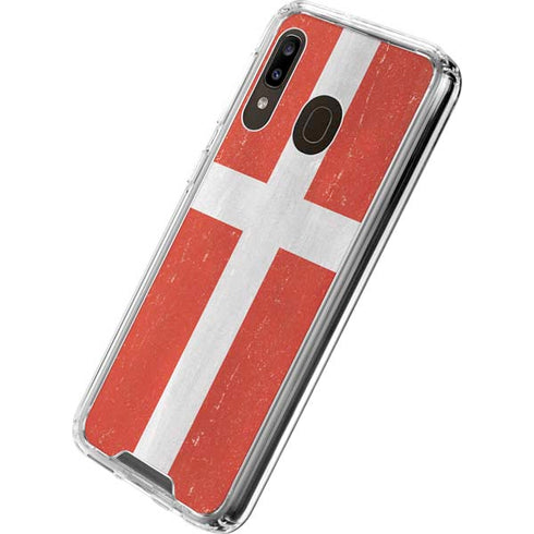Denmark Flag Distressed Galaxy A30 Clear Case